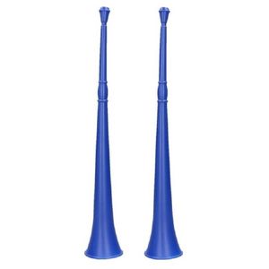 Set van 2x stuks vuvuzela grote party blaastoeter 48 cm blauw