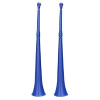 Set van 2x stuks vuvuzela grote party blaastoeter 48 cm blauw - thumbnail