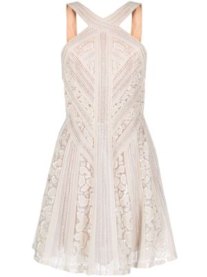 Elie Saab robe mi-longue en soie à ornements - Blanc
