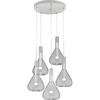 LED Hanglamp - Cinque Cipera - 5 Lichtpunten van 5.6 Watt - Dimbaar - Aanpasbare Lichtkleur - Hoogte Aanpasbaar - Mat Wit - Metaal