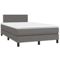 Boxspring met matras en LED kunstleer grijs 120x190 cm
