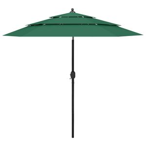 VidaXL Parasol 3-laags met aluminium paal 2,5 m groen