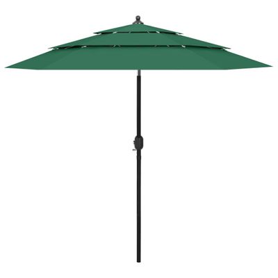 VidaXL Parasol 3-laags met aluminium paal 2,5 m groen
