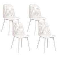 Beliani - EMORY - Eetkamerstoelen set 4 - Wit - Synthetisch - thumbnail