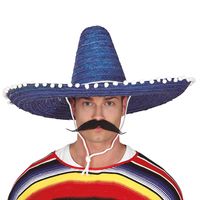 Guirca Mexicaanse Sombrero hoed voor heren - carnaval/verkleed accessoires - blauw   -