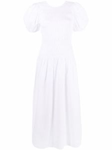 GANNI robe mi-longue en popeline - Blanc