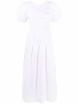 GANNI robe mi-longue en popeline - Blanc