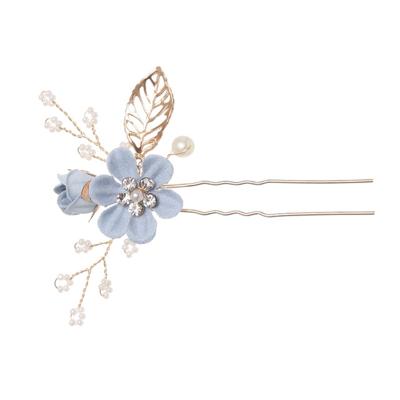 Mode bloem haar kammen hoofdtooi Prom Bridal Wedding haaraccessoires bladgoud haar juwelen haar pins (blauw 2 bloem)