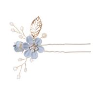 Mode bloem haar kammen hoofdtooi Prom Bridal Wedding haaraccessoires bladgoud haar juwelen haar pins (blauw 2 bloem)