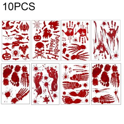 10 PC's Halloween decoraties PVC Creative bloed-gedrukte muur Stickers Raamstickers grootte: 25 * 30cm willekeurige stijl-levering