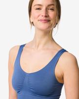 HEMA Niet voorgevormde top zonder beugel naadloos middenblauw (middenblauw)
