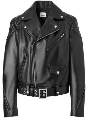 Burberry veste de moto à empiècements matelassés - Noir