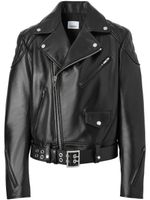 Burberry veste de moto à empiècements matelassés - Noir