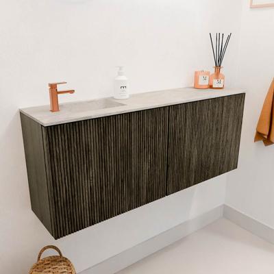 Toiletmeubel Mondiaz Joya Dlux | 100 cm | Meubelkleur Shadow | Faye wastafel Ostra Wasbak Links | 1 kraangat