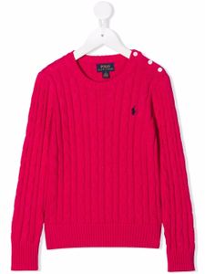 POLO RALPH LAUREN KIDS pull Polo Pony en maille torsadée - Rose