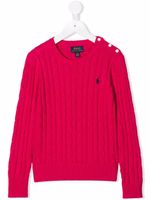 POLO RALPH LAUREN KIDS pull Polo Pony en maille torsadée - Rose