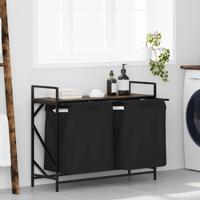 Wasmand 2 vakken met plank gerookt eikenkleurig