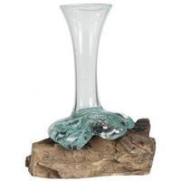 Decowood Glass D Round 15x20 cm ronde glazen vaas op boomstronk S decoratie - thumbnail