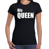 His queen t-shirt zwart met witte letters voor dames - thumbnail