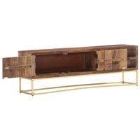 The Living Store Retro Houten TV-Kast - 138 x 30 x 46cm - Handgemaakt Mangohout - Industriële Stijl