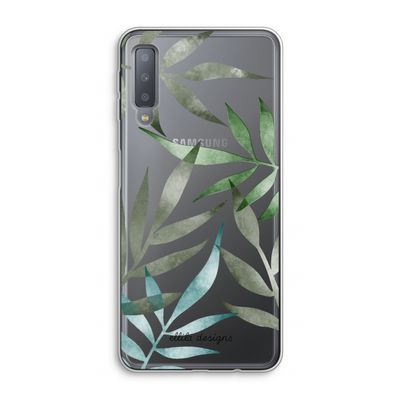 Tropical watercolor leaves: Samsung Galaxy A7 (2018) Transparant Hoesje