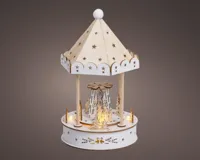 Lumineo LED diorama draaimolen triplex wit Ø 15 x 26cm, warm wit