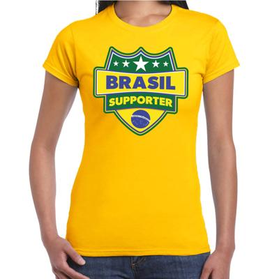 Brazilie supporters t-shirt - geel - voor dames - Brasil - landen shirts - kleding - sport