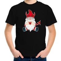 Halloween verkleed t-shirt voor kinderen - duivel kabouter/gnome - zwart - themafeest outfit