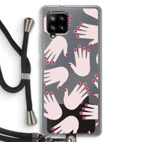 Hands pink: Samsung Galaxy A42 5G Transparant Hoesje met koord