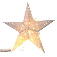 Verlichte kerstster lampion zilver 40 cm op batterijen - thumbnail