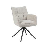 LABEL51 Eetkamerstoel Amalfi - Naturel - Royal Boucle - Zwart Metalen Frame