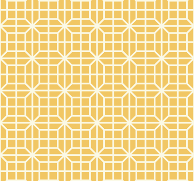 Geometrisch patroon behang geel