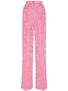 Dolce & Gabbana pantalon en dentelle fleurie à coupe évasée - Rose