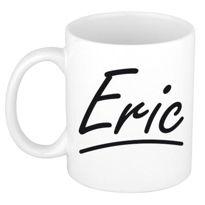 Eric Naam koffiemok - beker - met sierlijke letters - wit - 300 ml - Cadeau - Heren