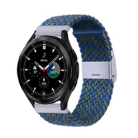 Braided nylon bandje - Blauw / groen gemêleerd - Samsung Galaxy Watch 4 Classic - 42mm / 46mm - thumbnail