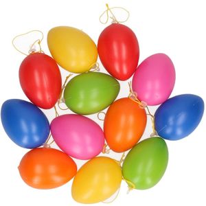 12x Gekleurde paaseieren hangdecoratie 6 cm   -