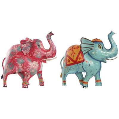 Decoratieve figuren Home ESPRIT Blauw Fuchsia 40 x 12 x 40 cm (2 Stuks)