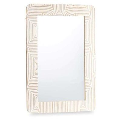 Wandspiegel Gift Decor Wit Bruin 90 x 60 x 2 cm Rechthoekig