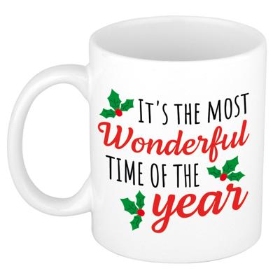 Kerst thema Koffiemok - Most wonderful time - 300 ml - keramiek - kerstcadeau - kerstmis Kerst thema Koffiemok - Most wonderful time - 300 ml - keramiek - kerstcadeau - kerstmis