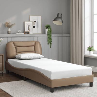 Bedframe met hoofdbord kunstleer cappucinnokleurig 90x190 cm