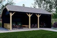 Interflex Wolfskapschuur WKS1 645x535 cm 50 mm vuren compleet gecoat- Wolfskap- Hout- Interflex