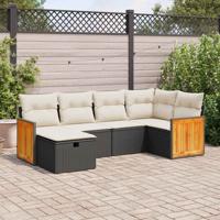 6-delige Loungeset met kussens poly rattan zwart 6-delige Loungeset met kussens poly rattan zwart