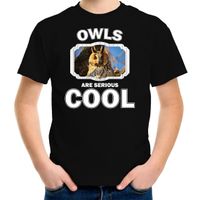 Dieren ransuil t-shirt zwart kinderen - owls are cool shirt jongens en meisjes XL (158-164)  -