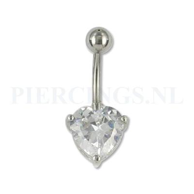 Navelpiercing hart kristal
