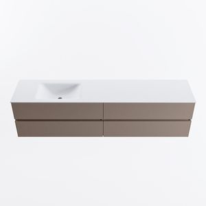 MONDIAZ VICA 200cm badmeubel onderkast Smoke 4 lades. Wastafel CLOUD links 1 kraangat, kleur Talc.