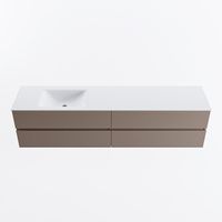 MONDIAZ VICA 200cm badmeubel onderkast Smoke 4 lades. Wastafel CLOUD links 1 kraangat, kleur Talc.