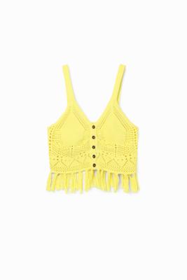 Gehaakte cropped top - YELLOW - L