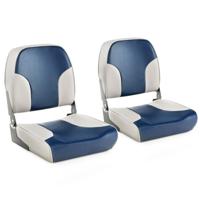 Set van 2 Opvouwbare Bootstoelen met Lage Rugleuning Schuimgevulde Visstoelen met Aluminium Scharnieren Weerbestendig