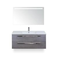 Seville Badmeubelset 120 cm - 2 laden Beton Antraciet - Wastafel Enjoy Enkel - met Sence Spiegel