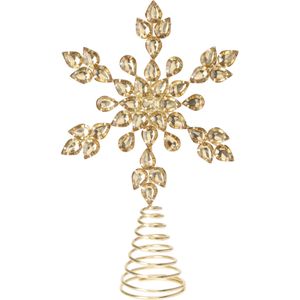 Kerstboom piek - ster vorm - goud met steentjes - H26 cm